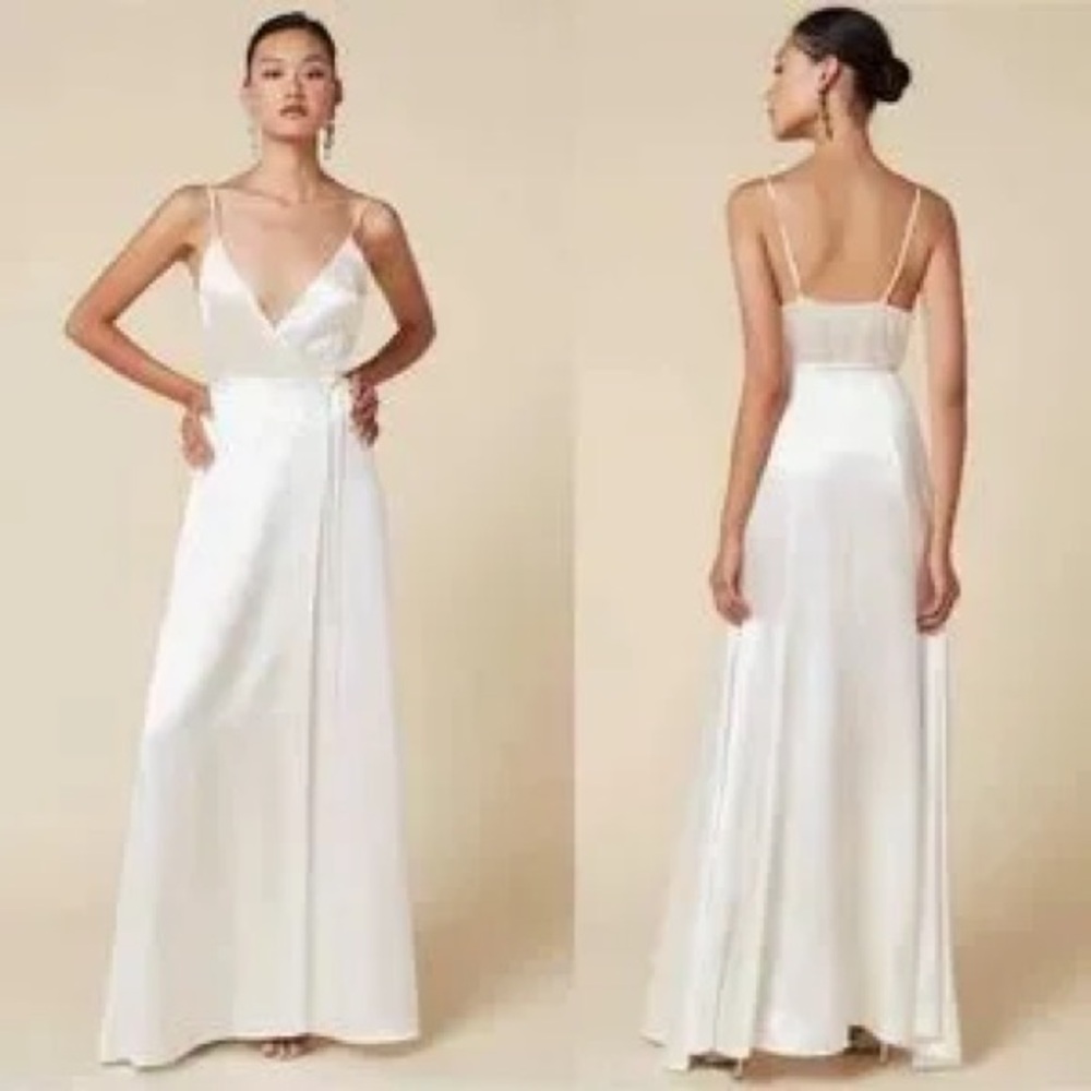 NWT Reformation Silk Bridal Alexandria Wrap Maxi Dress in Ivory White Cream - Picture 3 of 12